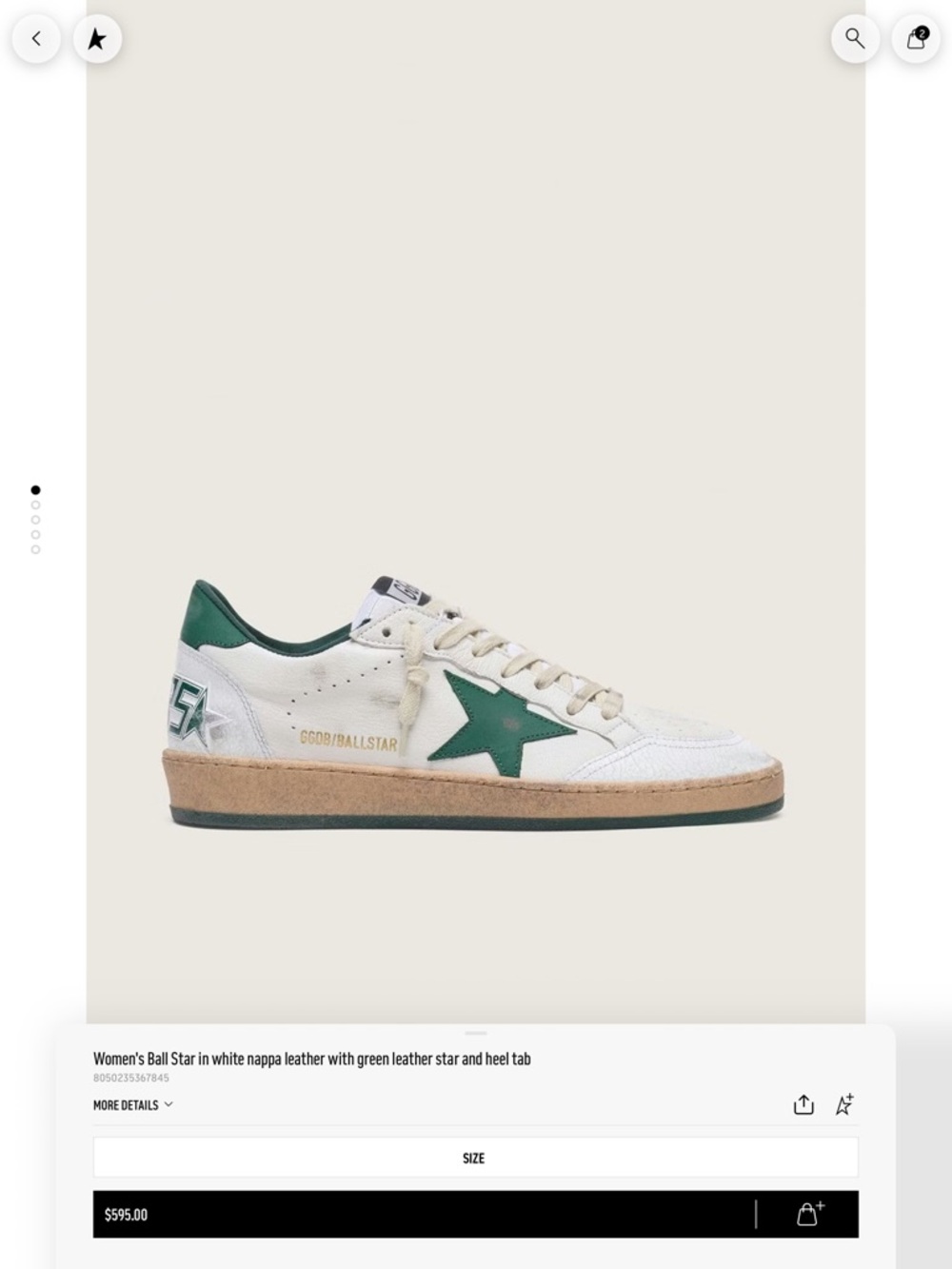Golden Goose Women's Ball Star Sneakers in White and Green